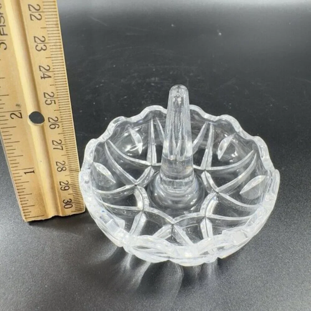 Czech Clear Crystal Bohemian Ring Holder Tapered Trinket Jewelry Holder‎ VTG